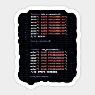 I Love Hate Programming for Coders Sticker